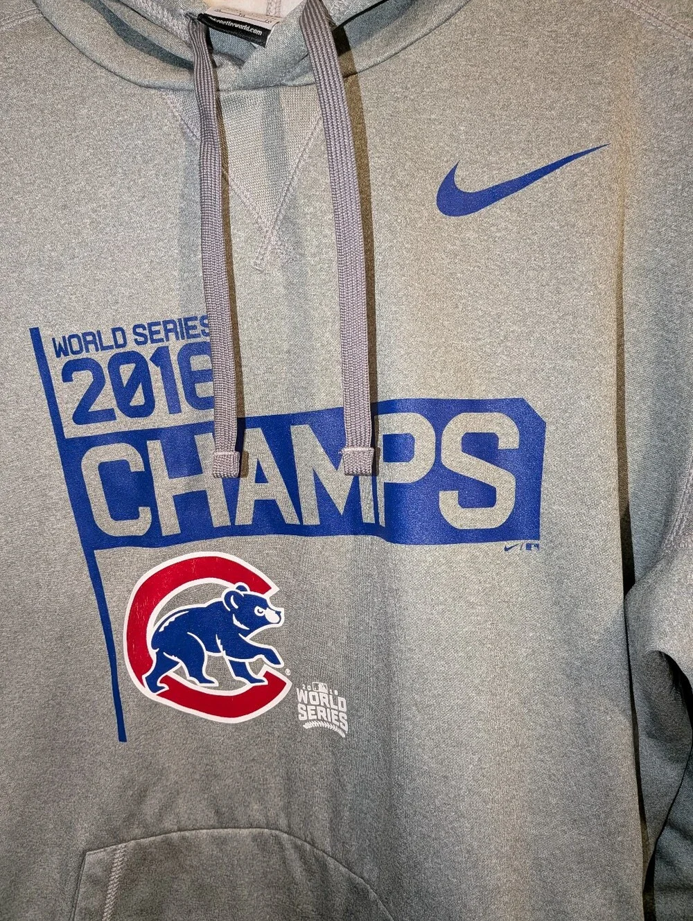 Nike Gray Pullover Hoodie with Blue and Red Cubs Logo